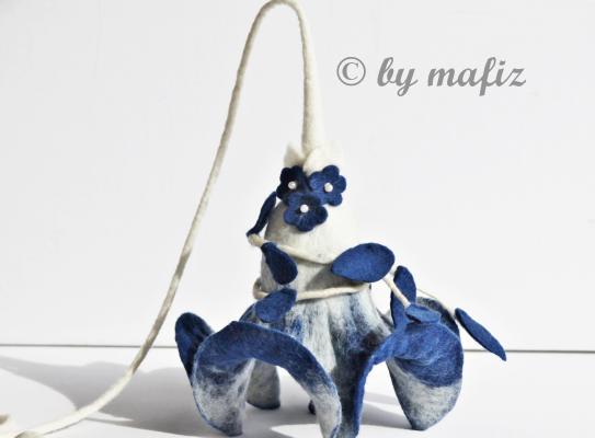 Preview: Felt Flowers, a special gift, very noble flower in blue for the window, a wonderful flower felted as a gift